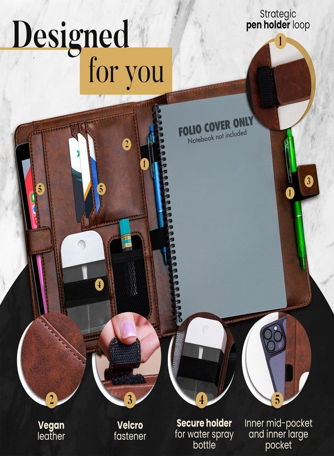 Trailblaze Premium Folio Cover Compatible with Rocketbook Everlast, Wave, Fusion, Panda, Smart Reusable Notebook - Executive Size A5 Portfolio Organizer Multiple Pockets & Sections Fits 6 x 8.8" Smart Notebook - Image 3