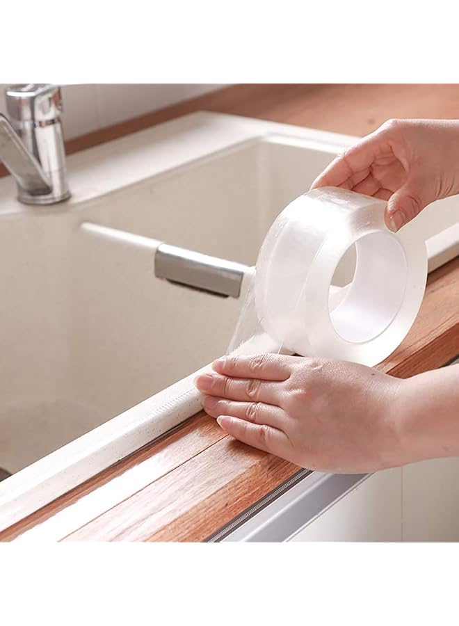promass Clear Caulk Strip Sealing Strip Acrylic Self Adhesive Transparent Tape Washable Sticker Mildew Proof Tape For Kitchen Sink Basin Edge Bathtub Bathroom Shower Toilet Wall Sealing - Image 1