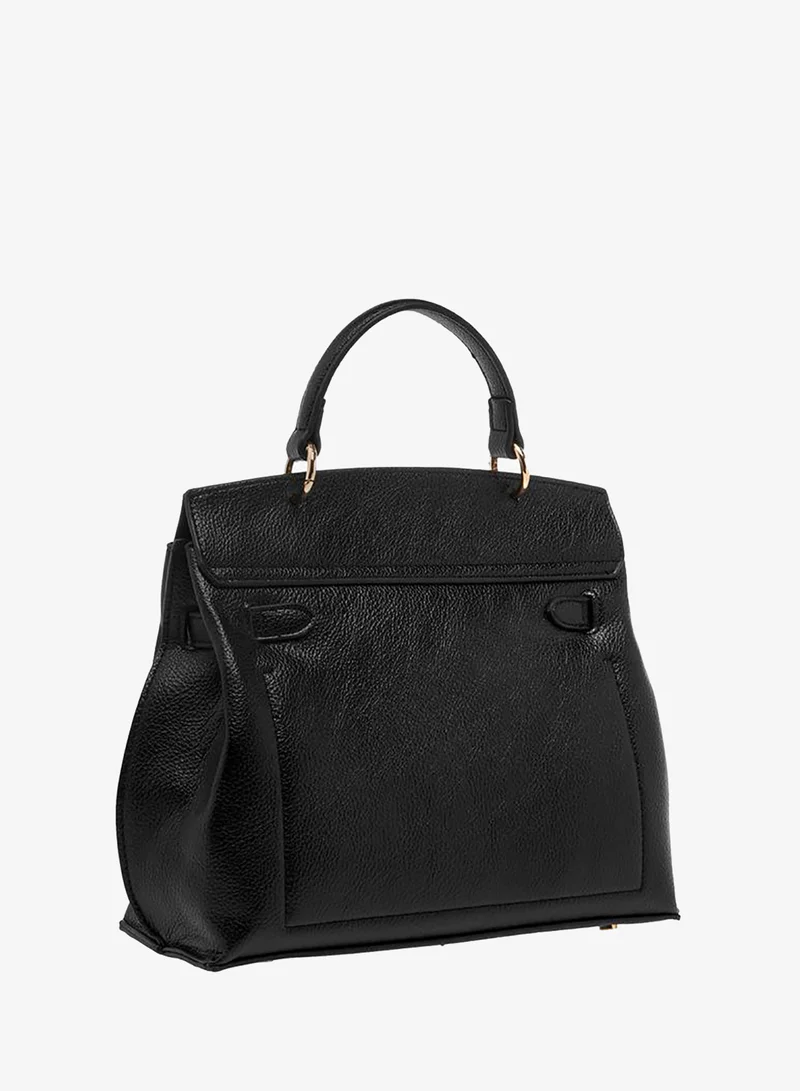 Flora Bella By Shoexpress BLACK Solid Satchel Bag with Twist Lock Closure for Women | Best Price UAE