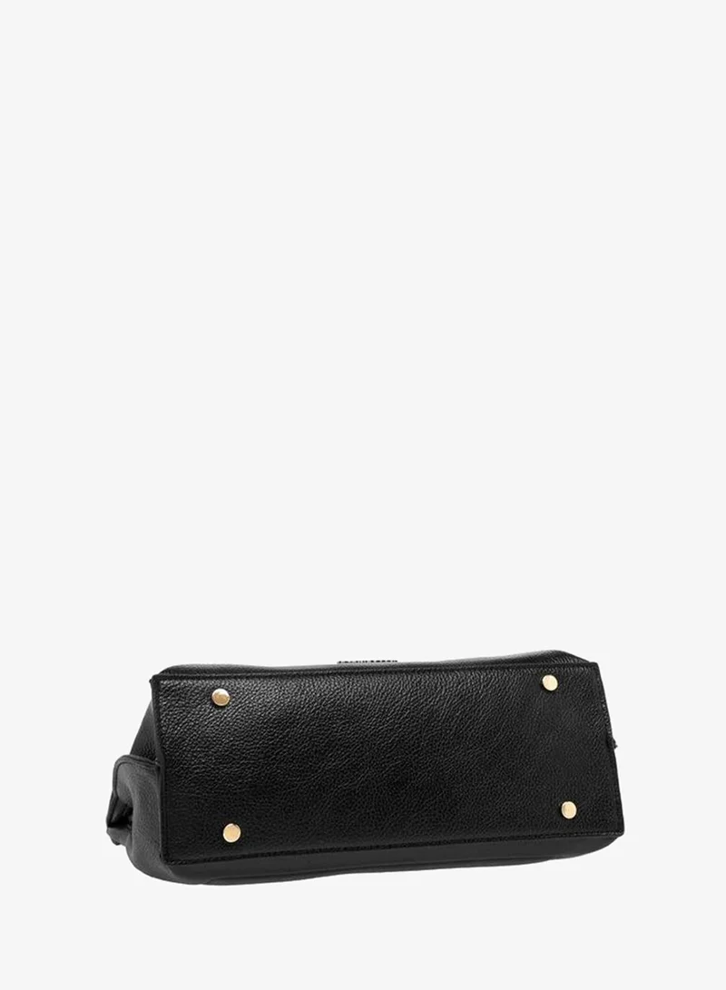 Flora Bella By Shoexpress BLACK Solid Satchel Bag with Twist Lock Closure for Women | Best Price UAE