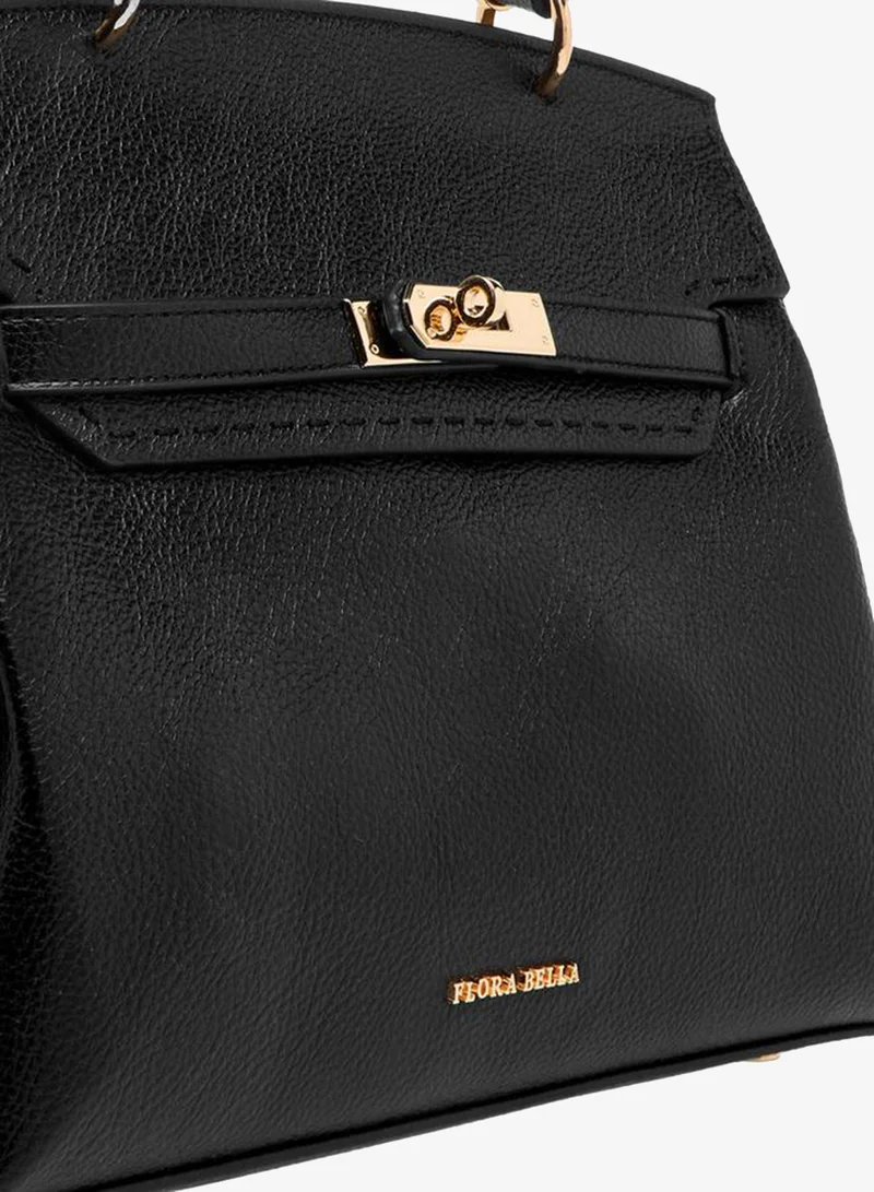 Flora Bella By Shoexpress BLACK Solid Satchel Bag with Twist Lock Closure for Women | Best Price UAE