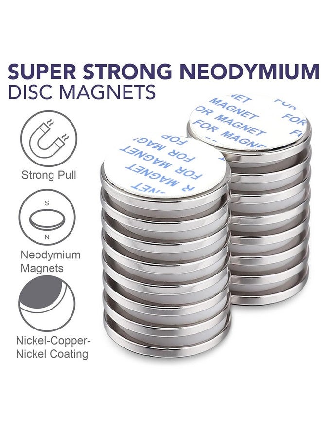 E BAVITE Super Strong Neodymium Disc Double-sided Adhesive Magnets - Powerful Rare Earth 1.26 inch x 1/8 inch - 16 Packs - Image 2