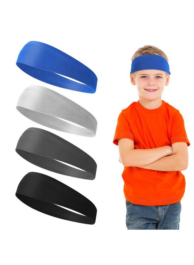 Sibba 4 Pcs Football Sports Fan Headband Basketball Long Hair Bands Baseball Gear Gym Workout Black White Sweatbands Running Yoga Athletic Bandana Nursing Women Men Male Outdoors Accessories - Image 1