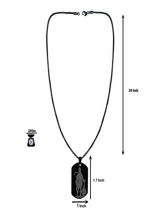 Gift Nest Hanuman Chalisa and Gada Micro-carved Tag Stainless Steel Necklace for Men | Locket and Pendant Necklace for Men and Guys | Hanuman Necklace with Chain in Black symbol of strength - Image 4