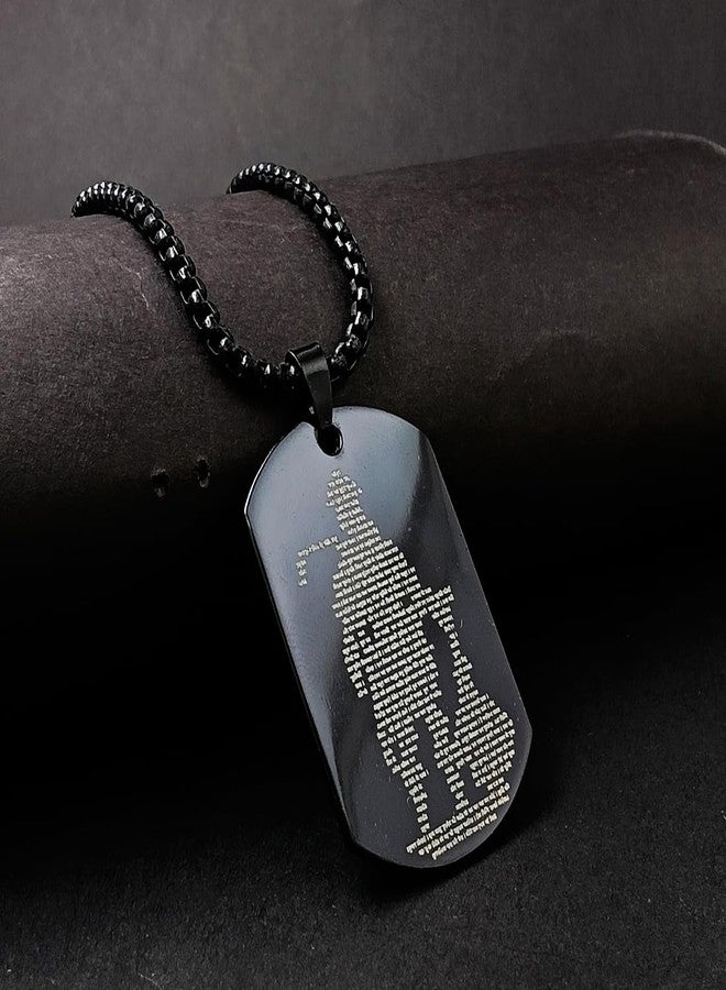 Gift Nest Hanuman Chalisa and Gada Micro-carved Tag Stainless Steel Necklace for Men | Locket and Pendant Necklace for Men and Guys | Hanuman Necklace with Chain in Black symbol of strength - Image 2
