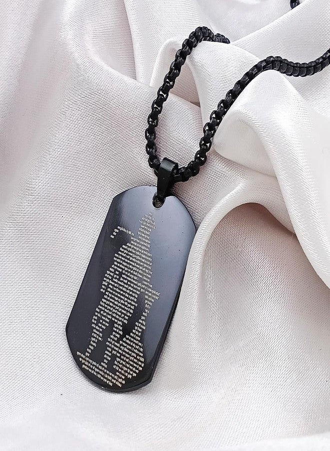 Gift Nest Hanuman Chalisa and Gada Micro-carved Tag Stainless Steel Necklace for Men | Locket and Pendant Necklace for Men and Guys | Hanuman Necklace with Chain in Black symbol of strength - Image 3