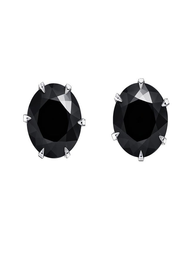 HIGHSPARK 925 Silver Solitaire Black Stud Earrings | 92.5 Sterling Silver & Round Brilliant Cubic Zirconia Tops for Men Women Boys & Girls | Black 3mm - Image 1
