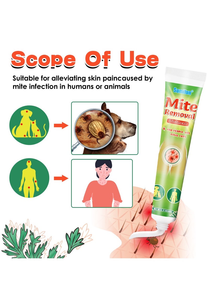 سوميفون مرهم إزالة العث للأشخاص والكلاب الأليفة والقطط، مضاد للبكتيريا والحكة لتخفيف الآلام لمشاكل الجلد العث، يزيل العث، يطرد الحشرات، يخفف الحكة، ينظف ويهدئ البشرة، 20 جرام - Image 4