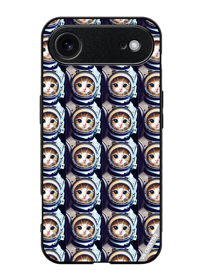 Protective Case Cover For Apple iPhone 17 Air Cat Face Inside Astronauts Helmet Pattern Design Multicolour