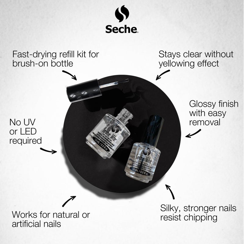 SECHE مجموعة إعادة تعبئة طلاء الأظافر السريع الجفاف Seche Vite 16 أونصة، 16 أونصة إعادة تعبئة و 4 × 0.50 أونصة - Image 5