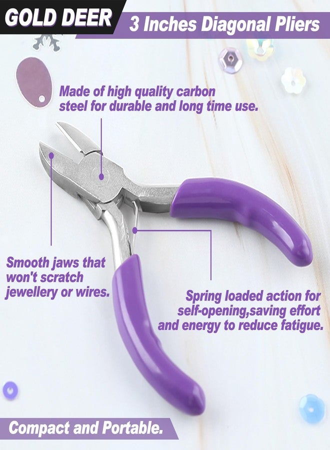GOLD DEER Mini Diagonal Pliers 3 Inches Wire Cutters Small Side Cutter Mini Jewelry Pliers High Hardness Wire Cable Snips Flush Cutter Snips Tools For Wire Wrapping Bending Cutting Snipping - Image 2