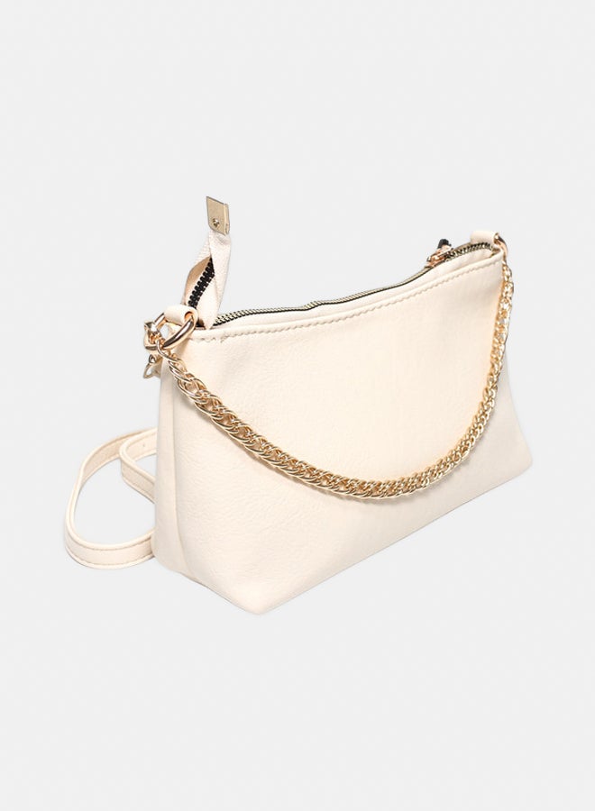 Glitter Bag with Cross Hand - Beige - Image 2