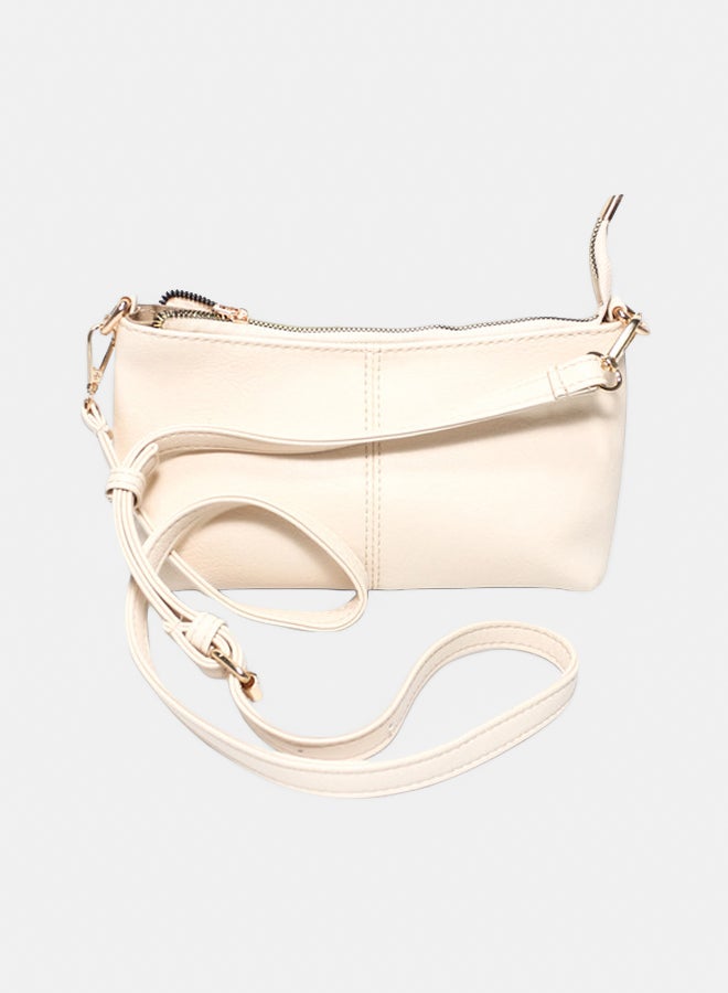 Glitter Bag with Cross Hand - Beige - Image 3