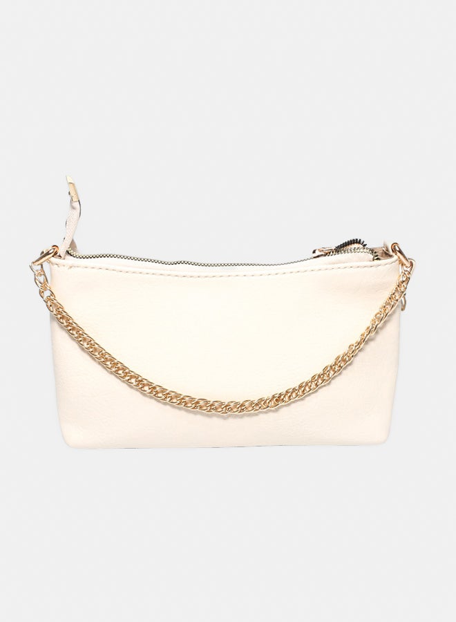 Glitter Bag with Cross Hand - Beige - Image 1