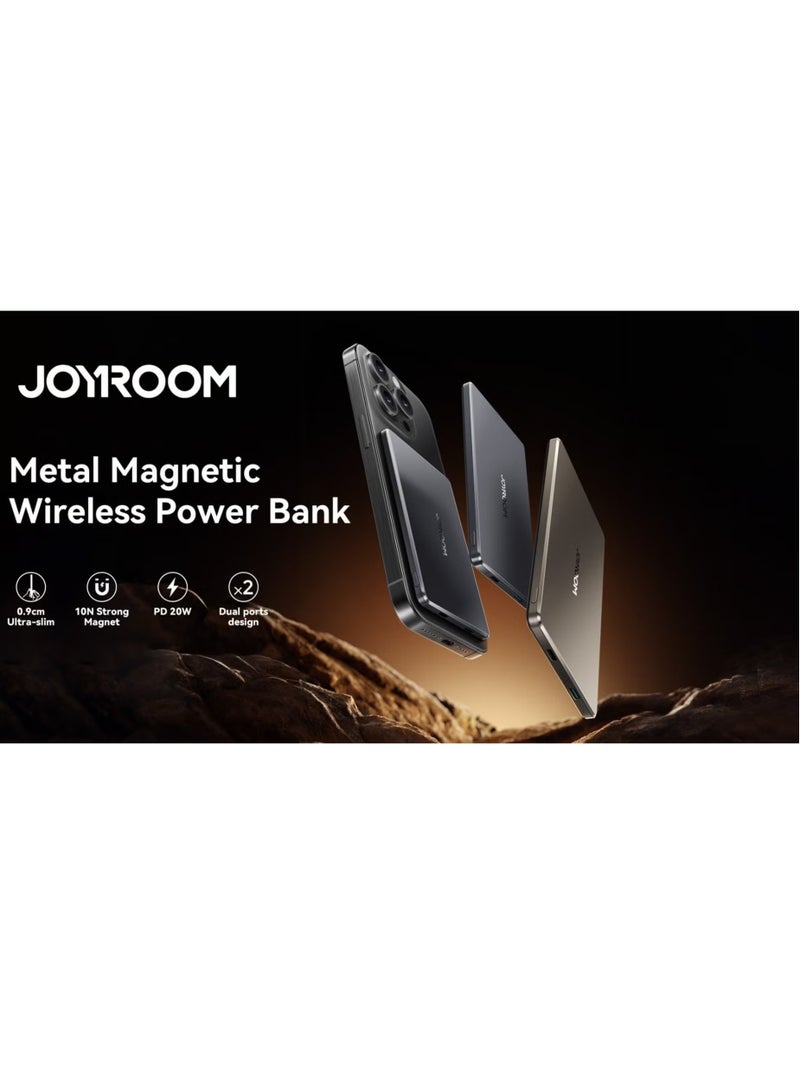 JAJEEK 5000mAh 20W Ultra-Thin Magnetic Wireless Power Bank – 0.9cm Slim Design, Type-C & Lightning Input/Output, Fast Charging, Magnetic Power Bank with 60W Type-C to Type-C Cable, Space Grey - Image 5