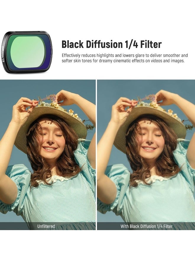 Generic Magnetic NDu0026Black Diffusion 1/4 Effect Filter Kit Compatible with DJI OSMO Pocket 3 Creator Combo Accessories, Action Camera 4 Pack Neutral Density (ND16 ND64 ND256) u0026 Cinematic Mist Filters  - Image 3