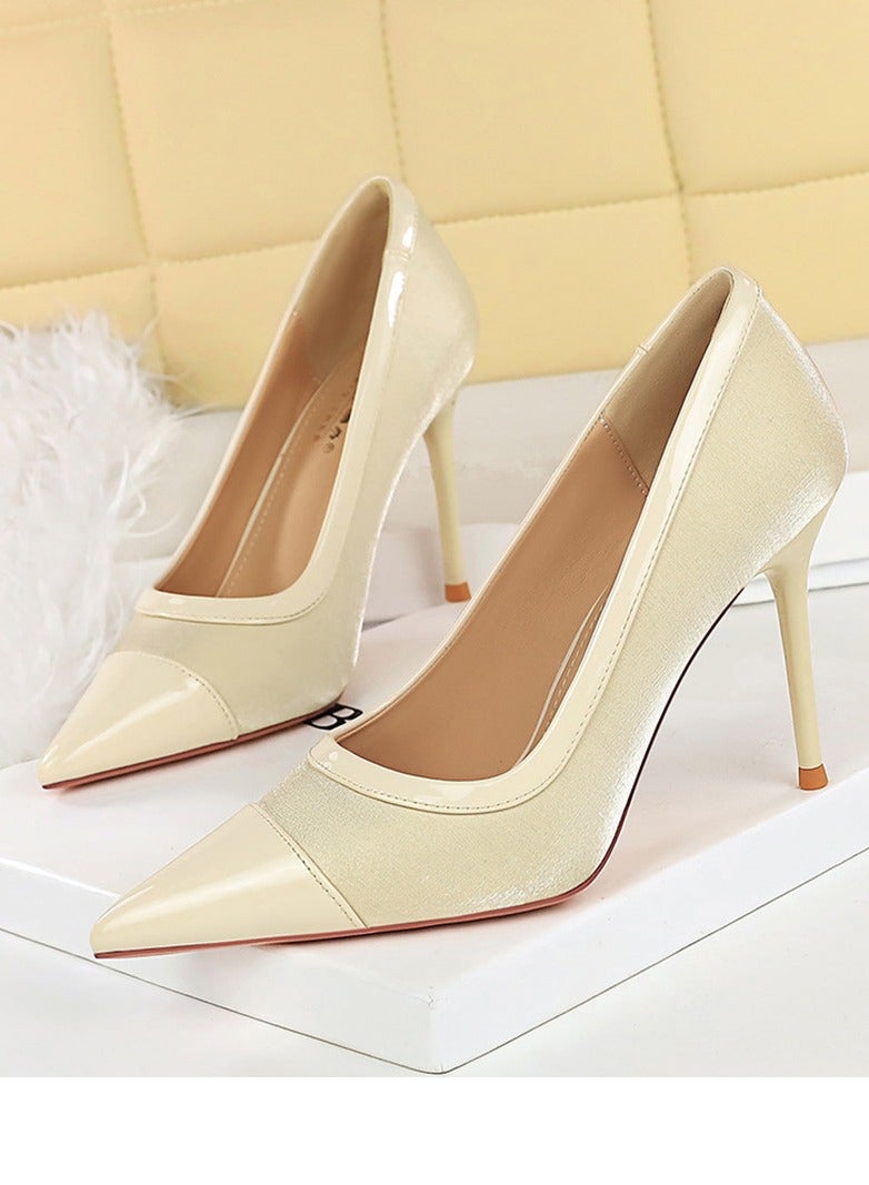 بيج تري مضخات الحزب الأنيقة للمرأة أشارت إلى إصبع القدم المغلق الكعب العالي الشمبانيا 9.5CM - Image 1