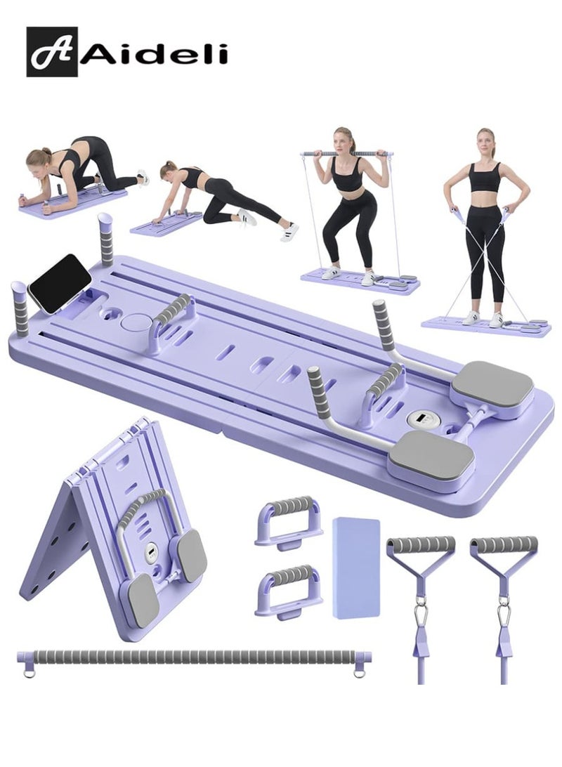 Aideli Upgraded Version Multifunctional Sliding Pilates Reformer Board with Timer, Yoga Bar, Ab Core Workout Trainer Machine, Foldable Home Exercise Equipment - Image 1