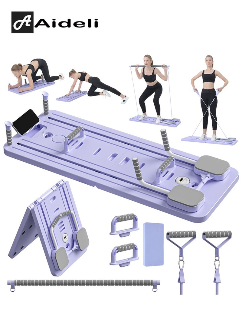 Aideli Upgraded Version Multifunctional Sliding Pilates Reformer Board with Timer, Yoga Bar, Ab Core Workout Trainer Machine, Foldable Home Exercise Equipment - Image 2