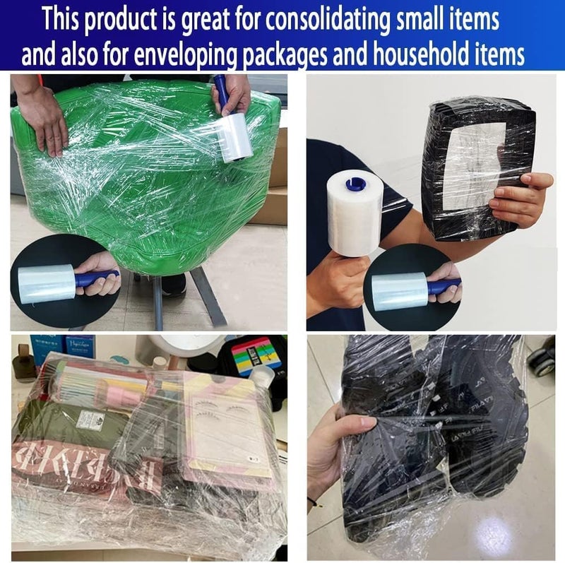 10cm x 200cm Industrial Strength Mini Stretch Hand Stretch Roll Clear Plastic Transport Supplies | Heavy Duty Self Adhesive Durable Packaging - Image 4