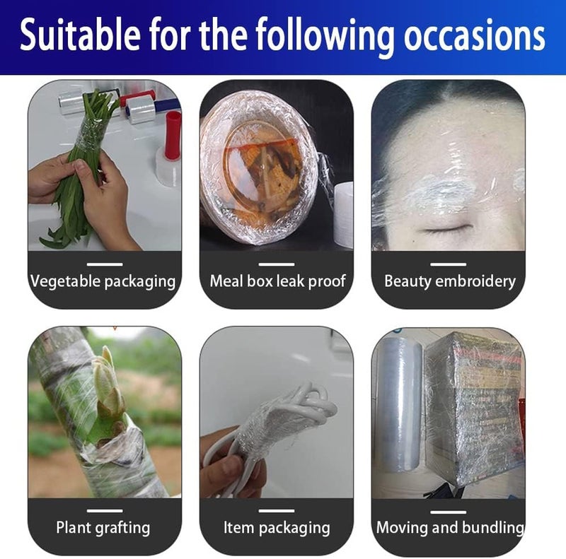 10cm x 200cm Industrial Strength Mini Stretch Hand Stretch Roll Clear Plastic Transport Supplies | Heavy Duty Self Adhesive Durable Packaging - Image 3