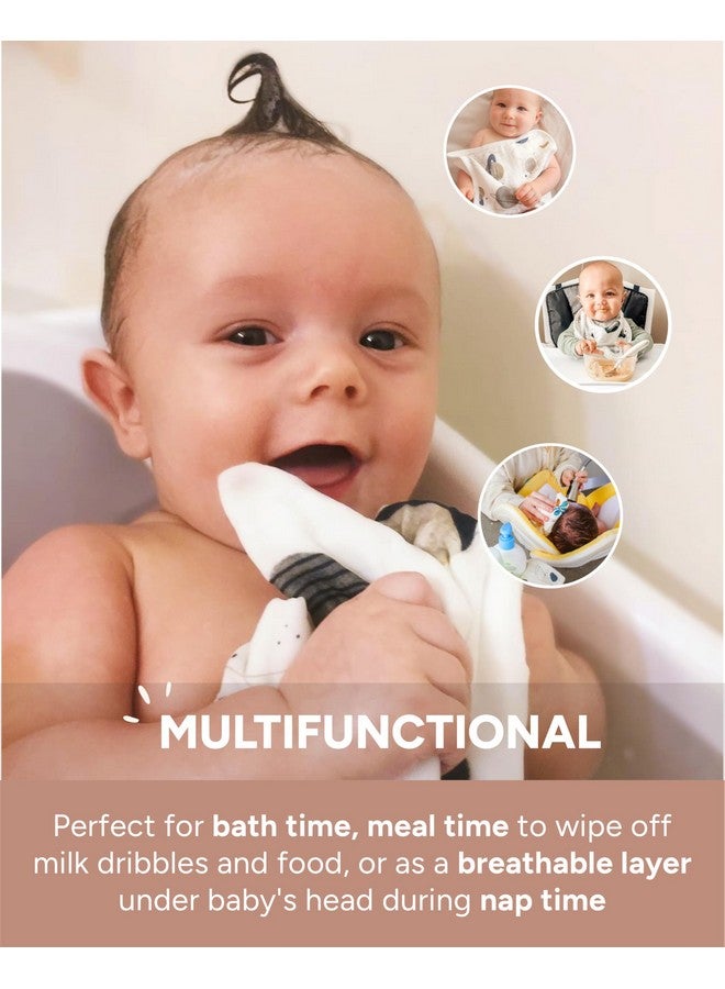 Nightingale Baby Washcloths,Organic Cotton Muslin with Rayon Made from Bamboo-Soft Burp Cloths for Newborn Sensitive Skin-12x12 Face or Baby Towel-Bath Baby Essentials-6Pack (Feather-Succulent-Galaxy) - Image 4