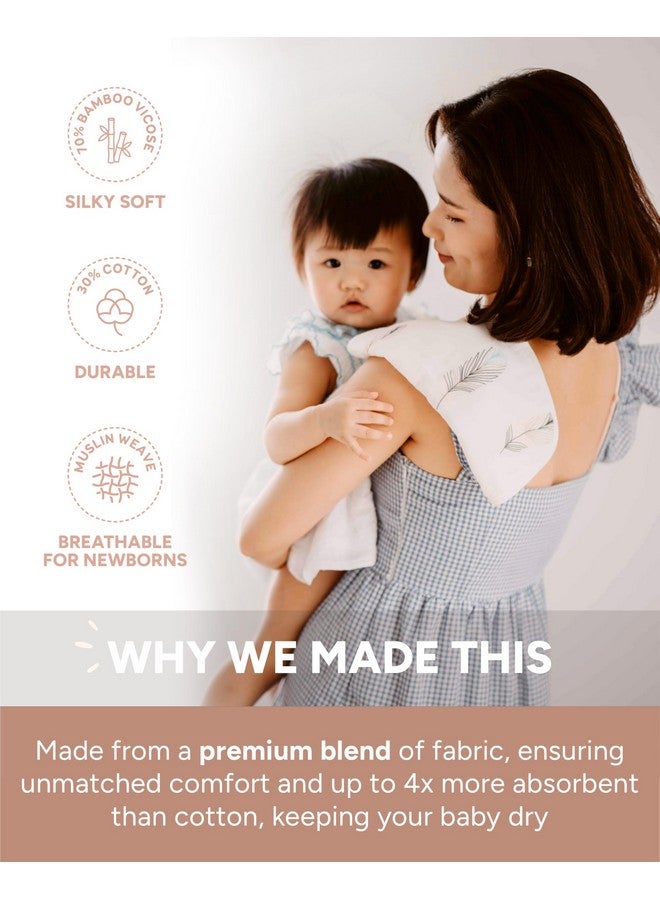 Nightingale Baby Washcloths,Organic Cotton Muslin with Rayon Made from Bamboo-Soft Burp Cloths for Newborn Sensitive Skin-12x12 Face or Baby Towel-Bath Baby Essentials-6Pack (Feather-Succulent-Galaxy) - Image 2