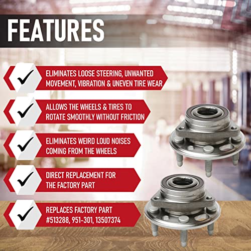 AA Ignition Replacement Front or Rear Wheel Hub Bearing Assembly Set of 2 - Compatible with Buick, Cadillac, Chevrolet, GMC - Lacrosse, CTS, Equinox, Impala, Malibu, Terrain - Replaces 513288, 951-301, 13507374 - Image 2