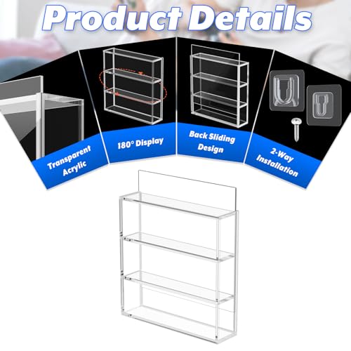 Cosmos Acrylic Display Case Clear Display Shelf Compatible with Funko Bitty Pop, 3 Layer Miniatures Figure Display Stand Showcase Wall Mount Dustproof Display Box for Mini Figures Collectibles - Image 3