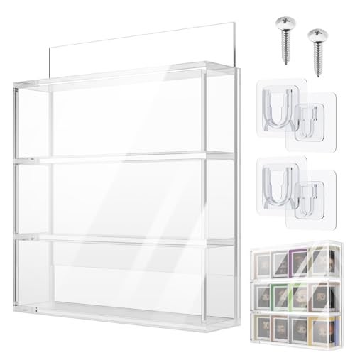 Cosmos Acrylic Display Case Clear Display Shelf Compatible with Funko Bitty Pop, 3 Layer Miniatures Figure Display Stand Showcase Wall Mount Dustproof Display Box for Mini Figures Collectibles - Image 1