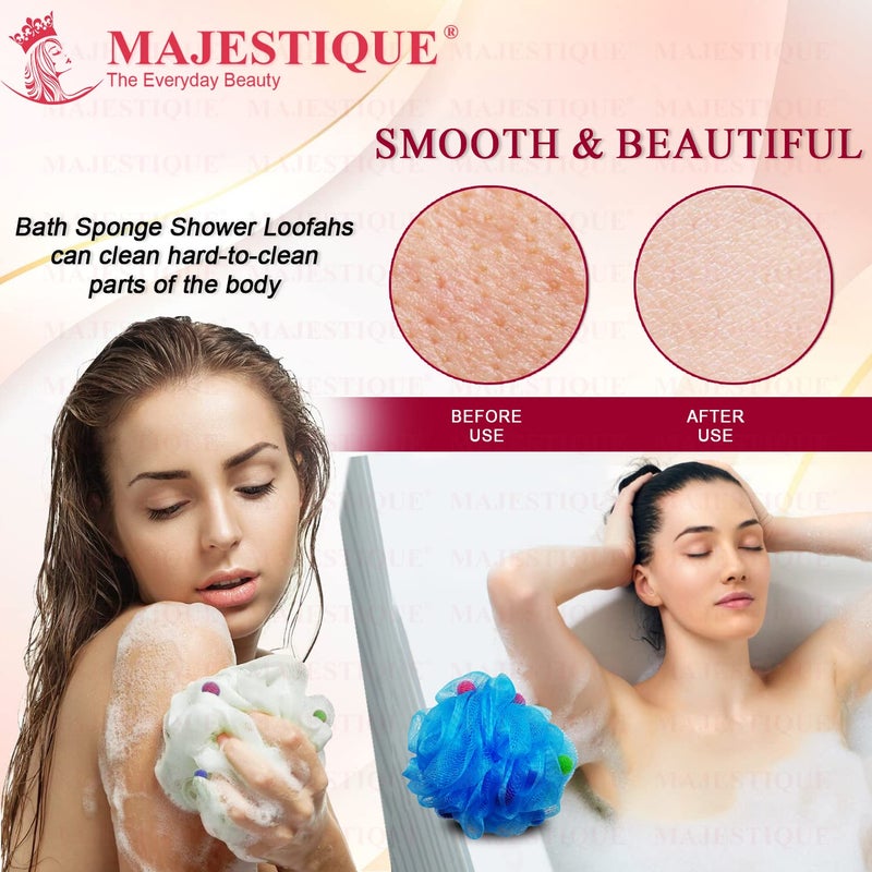 Majestique Eco-Friendly Mesh Loofah - Large Bath Scrubber for Women & Men, Soft Shower Puff for Gentle Exfoliation, Loofah for Bathing, Family Combo Pack of 2 - Image 3