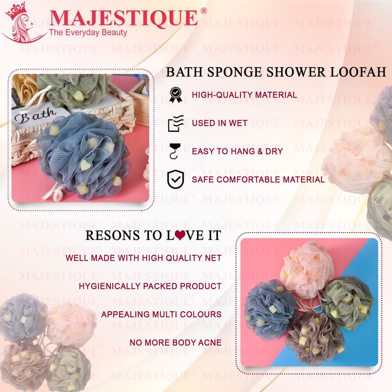 Majestique Eco-Friendly Mesh Loofah - Large Bath Scrubber for Women & Men, Soft Shower Puff for Gentle Exfoliation, Loofah for Bathing, Family Combo Pack of 2 - Image 4