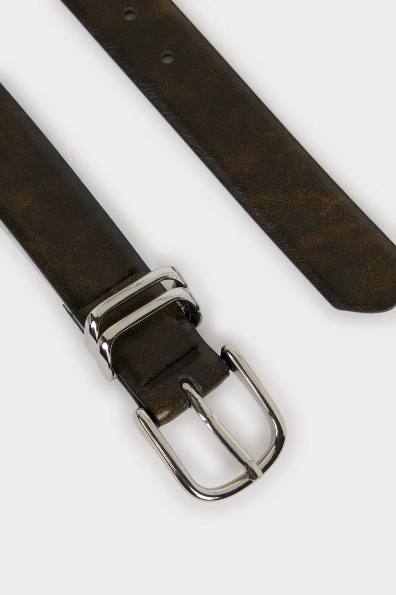 ديفاكتو Woman Oval Buckle Faux Leather Belt