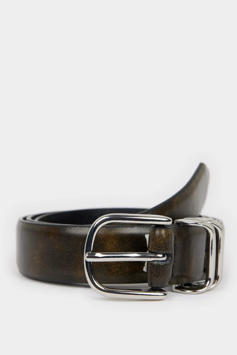 ديفاكتو Woman Oval Buckle Faux Leather Belt
