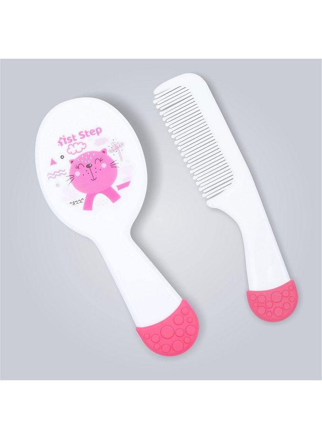 1st Step Matte Collection Easy Grip Soft & Gentle Comb And Brush Grooming Setpink - Image 2