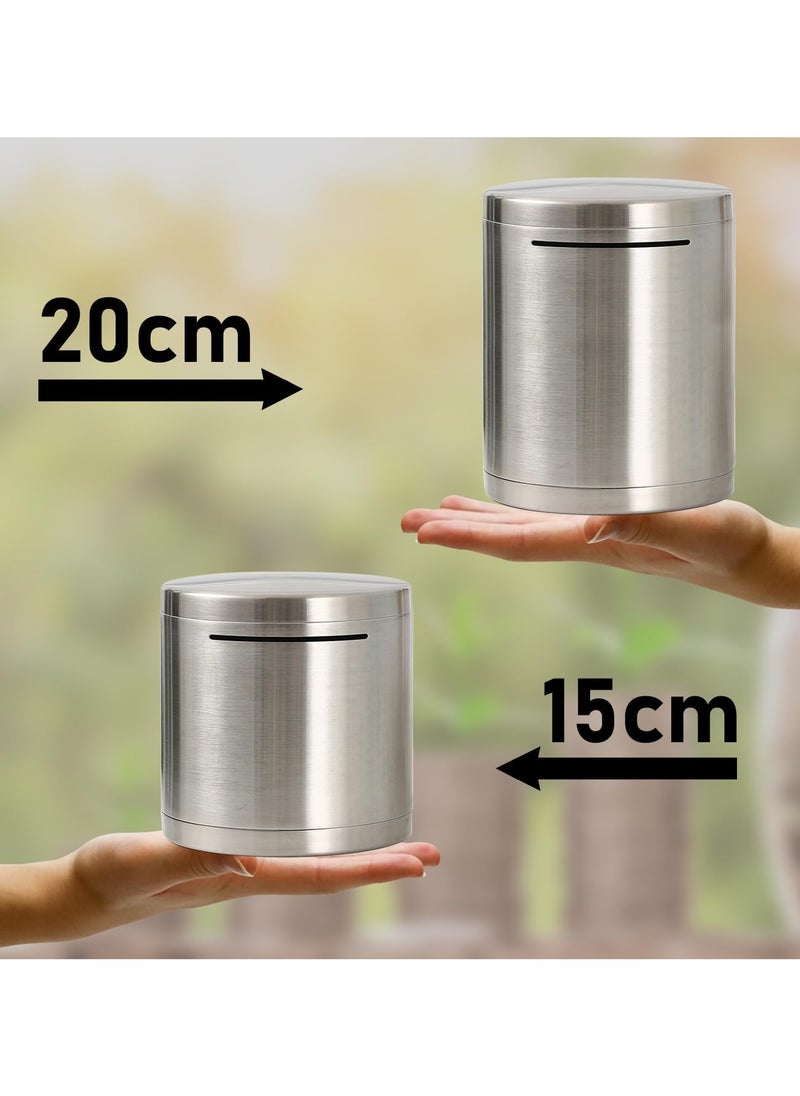 VITION PiggyBank Made of Stainless Steel, for Adults Coin Bank,Can Only Save The Piggy Bank That Cannot be Taken Out (20 x 20 cm, Stainless Steel)  - Image 3