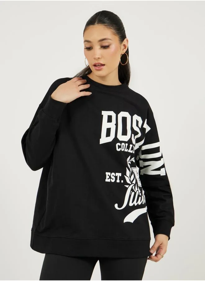 Styli Varsity Print Oversized Sweatshirt and Leggings Co-Ords