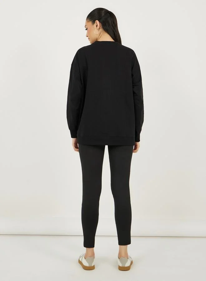 Styli Varsity Print Oversized Sweatshirt and Leggings Co-Ords