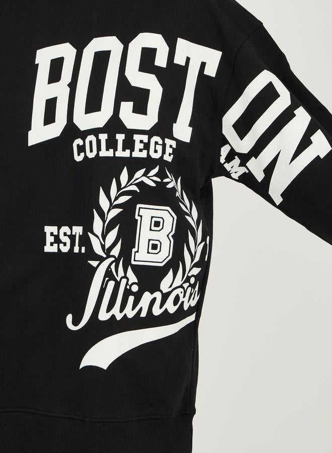 ستايلي طقم سويت شيرت ليجن بطبعة جامعية فضفاض - Image 3