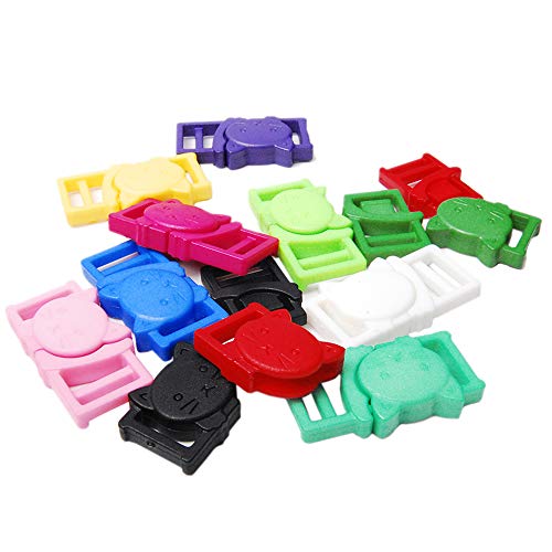 CooBigo 25pcs 3/8" (11mm) Cat-Head Plastic Safty Breakaway Buckles for Bra Cat Dog Collar Paracord FLC124(Mix-s) - Image 1