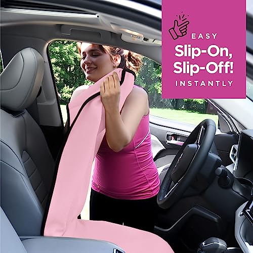 lebogner Car Seat Towel Cover for Post Gym Workout, Running, Swimming, and Hiking, 2 Pack Universal Fit Anti-Slip Waterproof Sweating Bucket Seat Protector for Cars, SUVs and Trucks, Pink - Image 4