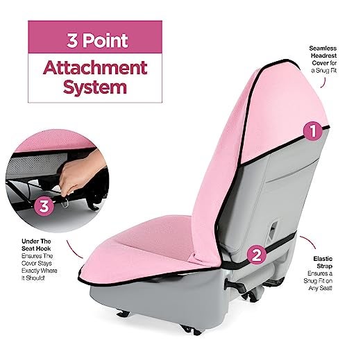 lebogner Car Seat Towel Cover for Post Gym Workout, Running, Swimming, and Hiking, 2 Pack Universal Fit Anti-Slip Waterproof Sweating Bucket Seat Protector for Cars, SUVs and Trucks, Pink - Image 2