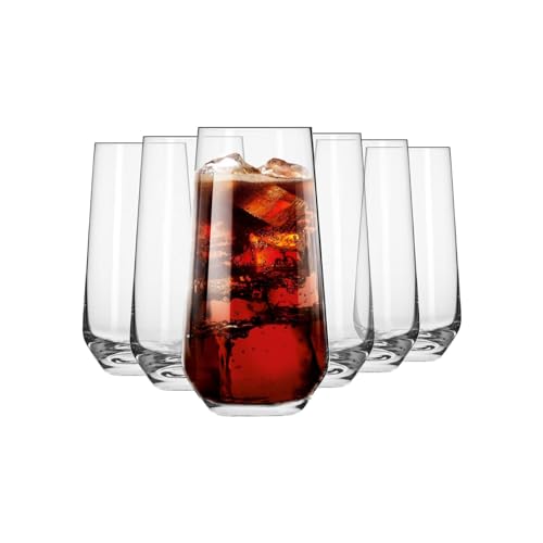 Krosno Tall Water Juice Drinking Glasses Set of 6 162 oz Splendour Collection Highball  Tumbler Crystal Glass Dishwasher Safe Made in Europe