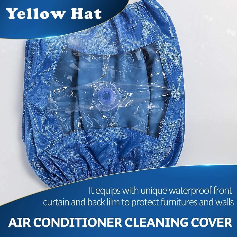 Moonmen Waterproof Air Conditioner Cleaning Cover with Drainpipe, Support Plates, Protective Film, Large Size, Blue - Image 5