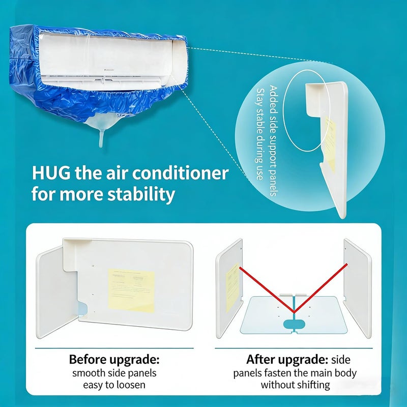 Moonmen Waterproof Air Conditioner Cleaning Cover with Drainpipe, Support Plates, Protective Film, Large Size, Blue - Image 4