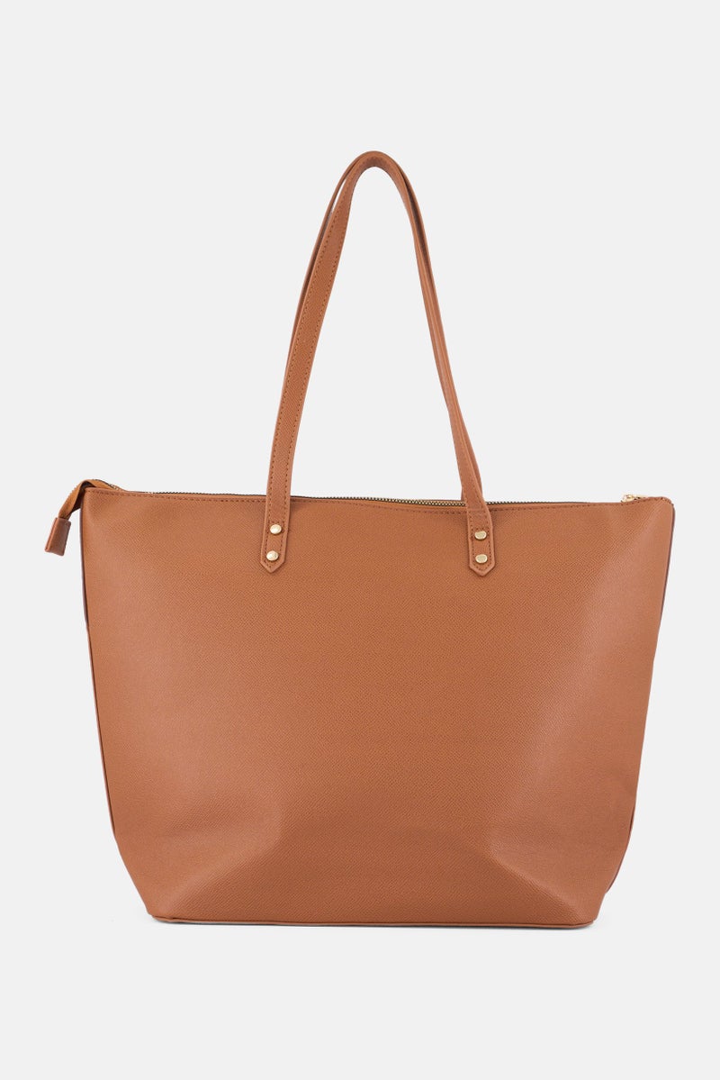 Lavie حقيبة توت نسائية بشعار العلامة التجارية، بني - Image 3