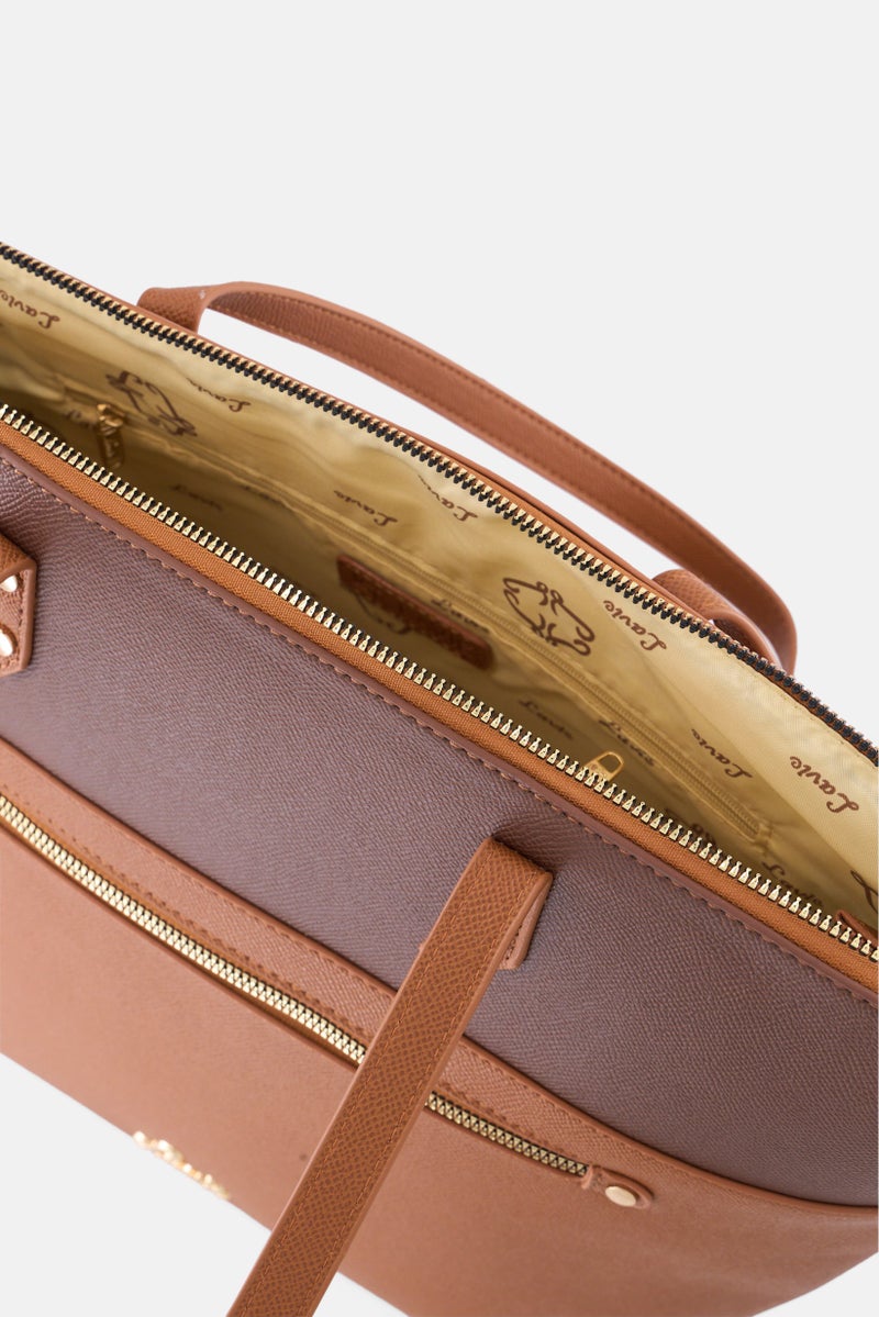 Lavie حقيبة توت نسائية بشعار العلامة التجارية، بني - Image 2