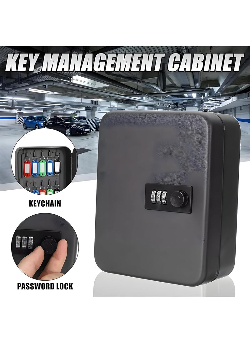 Breewell Breewell 20 Keys Combination Lock Stylish WallMount Security Key Holder Box Metal Safe Cabinet Hanging Key Manager with Included Key Tags for Office Home Hotels Parking Multicolour  - Image 5