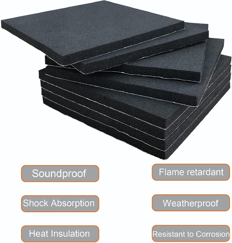 TYESMER 8 Pieces Black Neoprene Foam Anti Vibration Pads, Rubber Padding with Adhesive Backing, Rubber Insulation Anti-Vibration Pads (6 in X6 in X 1/4 in, 4) - Image 4