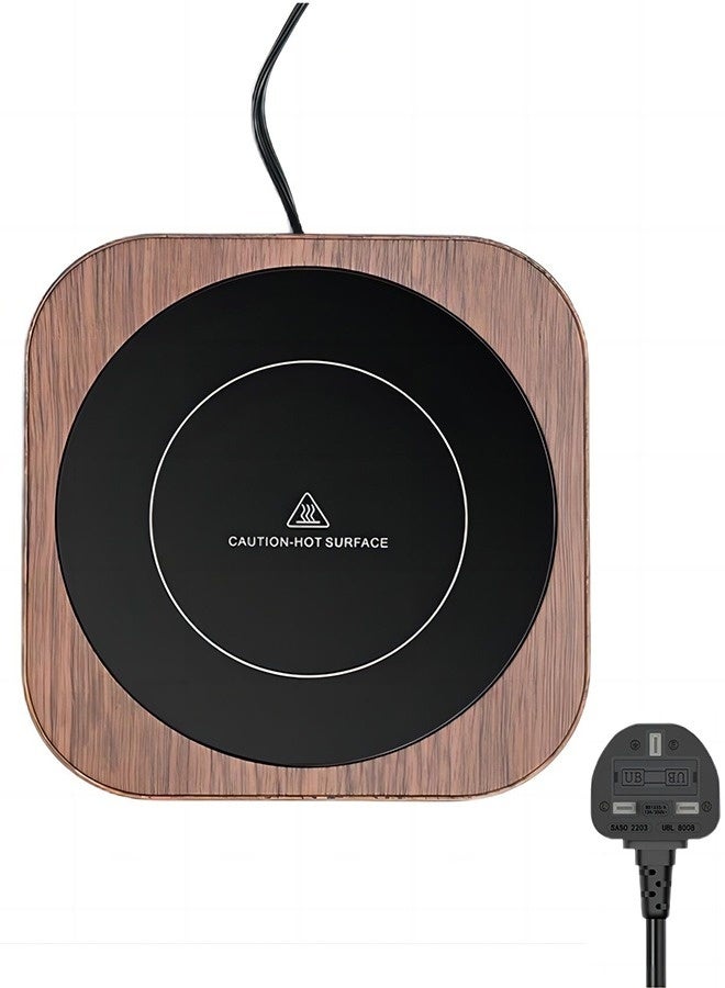 Topleo Coffee Cup Heater, Cup Warmers, Thermostatic Mug Warmer for Desk, 3 Heat Settings, Efficient Heats up Quickly, Coffee Cup Warmer for Home and Office, Wood grain - Image 1